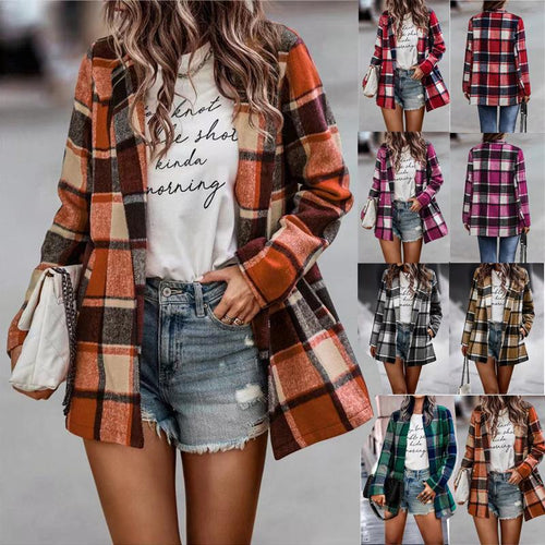 Dame Rutig Uld Blazer Stilla