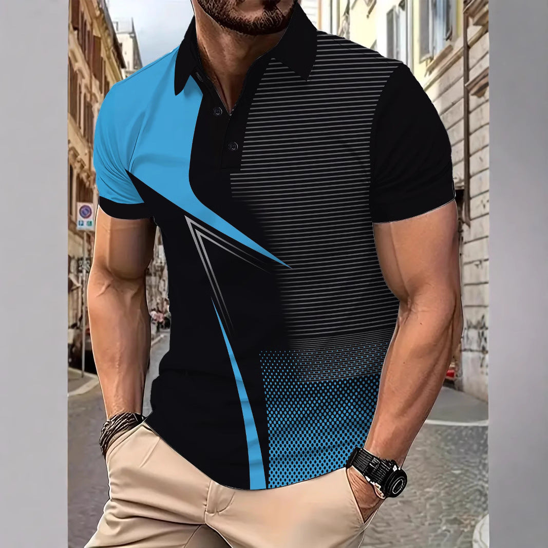 Herre Poloshirt med dynamisk grafikdesign og åndbare egenskaber Stilla