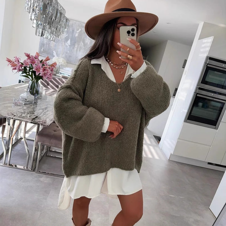 Damer casual oversized sweater med voluminøse ærmer og blød tekstur Stilla