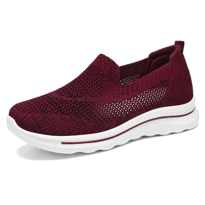 Dame Slip-On Strik Walking Sneakers med luftig Mesh-konstruktion Stilla