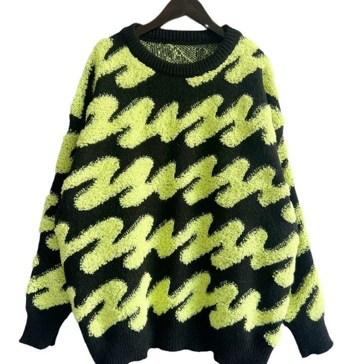 Kvinders fashionable sweater med tekstureret bølgemønster og oversized ærmer Stilla