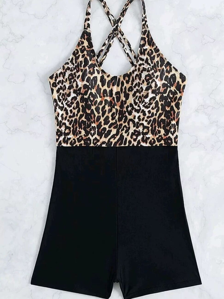 Dame Sporty én-delt med trendy leopardmønster og kropsnær pasform Stilla