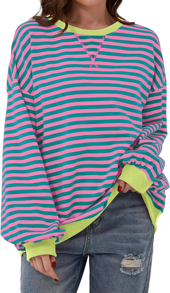 Stilla | Løs Stribet Pullover i Løs Pasform