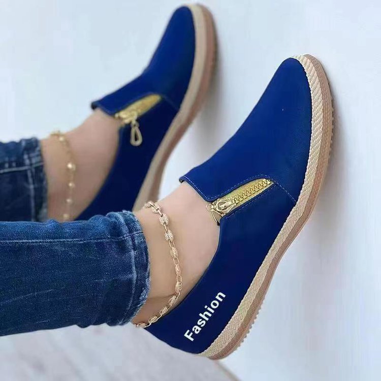 Dame Mode Slip-On Sneakers med dekorativ lynlås og behageligt fodseng Stilla