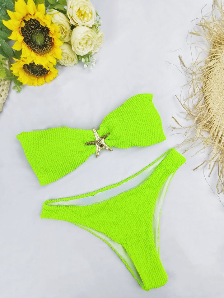 Dame bikini-sæt med elegant sløjfedekoration og justerbare stropper Skovae