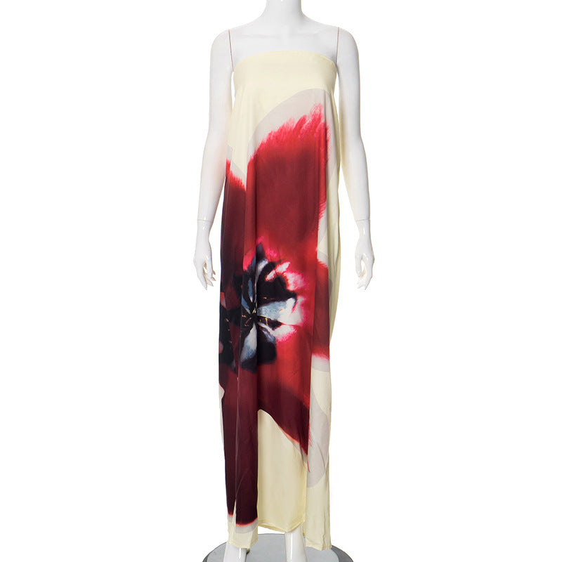 Femme Strapless Blomster Maxi Kjole Stilla