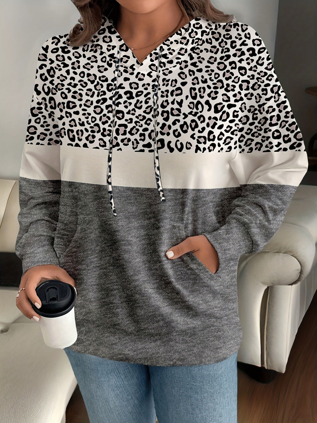 Dame Chic Dyreprint Pullover Hoodie Stilla