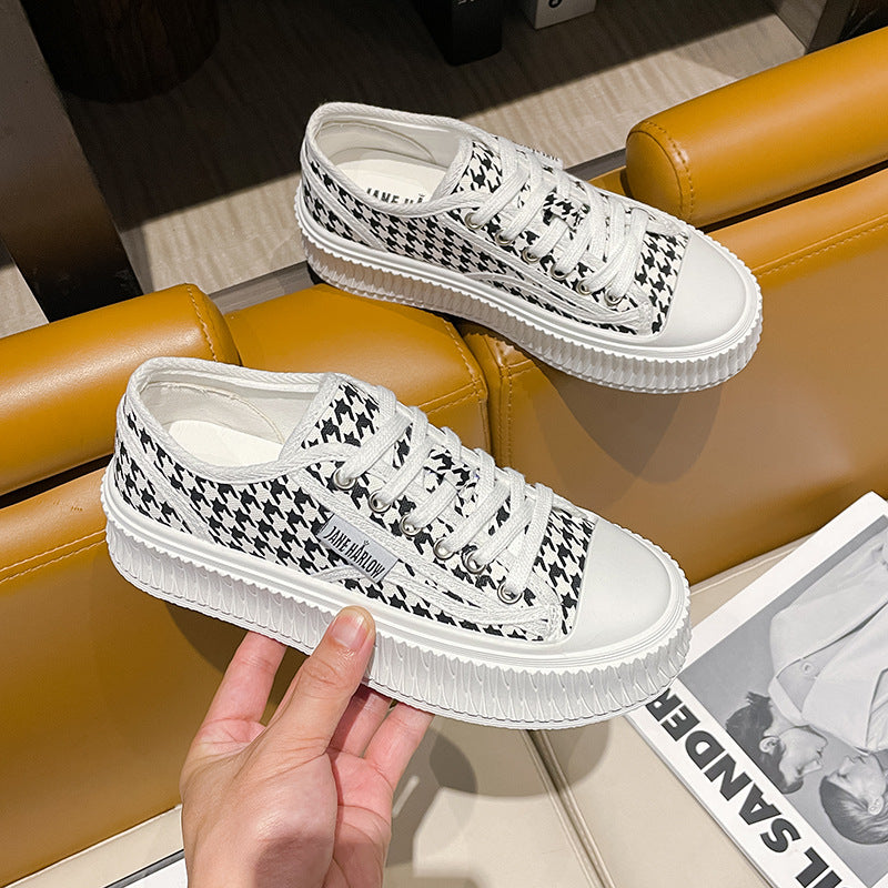 Dame Chunky Sneakers med moderne hahneder-mønster og skridsikker sål Stilla