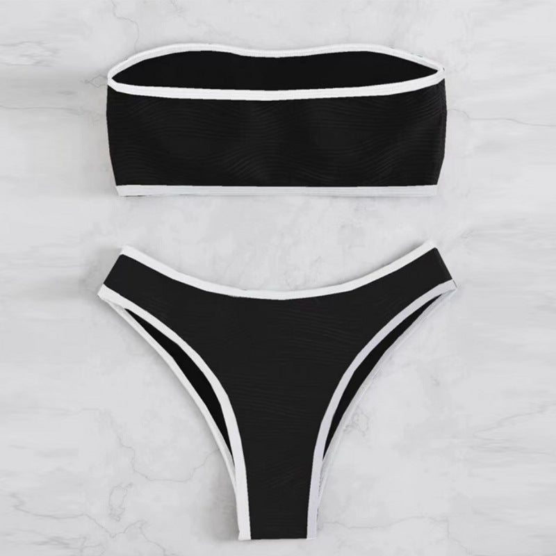 Dame bandeau-bikini-sæt med struktureret design Skovae