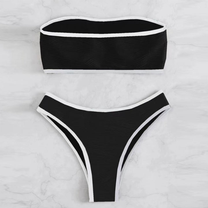Dame bandeau-bikini-sæt med struktureret design Skovae