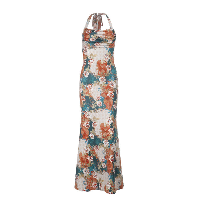 Dame Blomsterprint Halter Maxi Kjole Stilla 1751522266