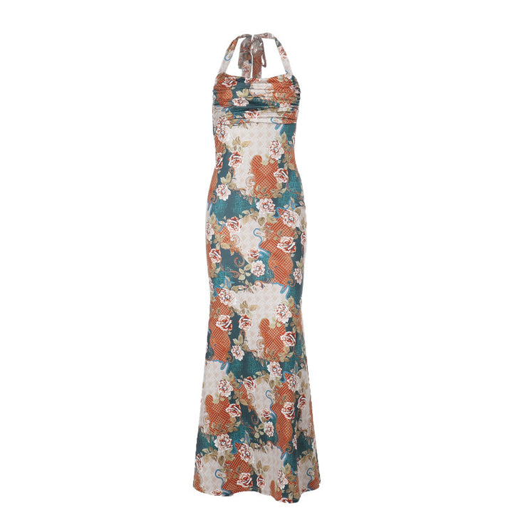 Dame Blomsterprint Halter Maxi Kjole Stilla 1751522266