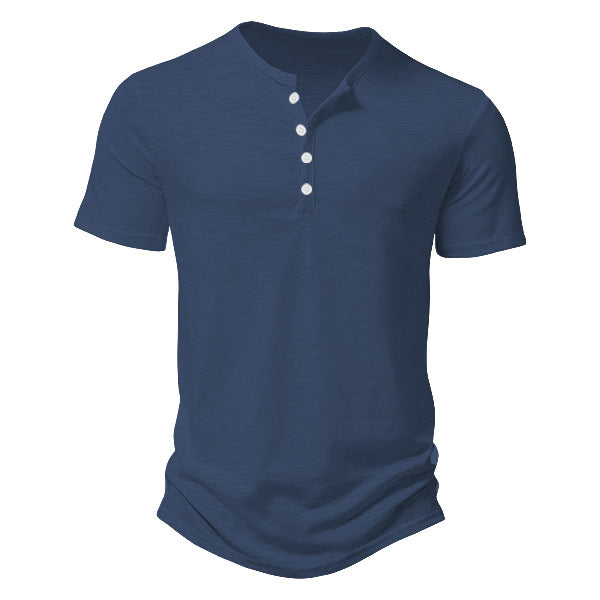 Herrer Kortærmet Henley T-shirt med åndbart design og praktiske knapper Stilla