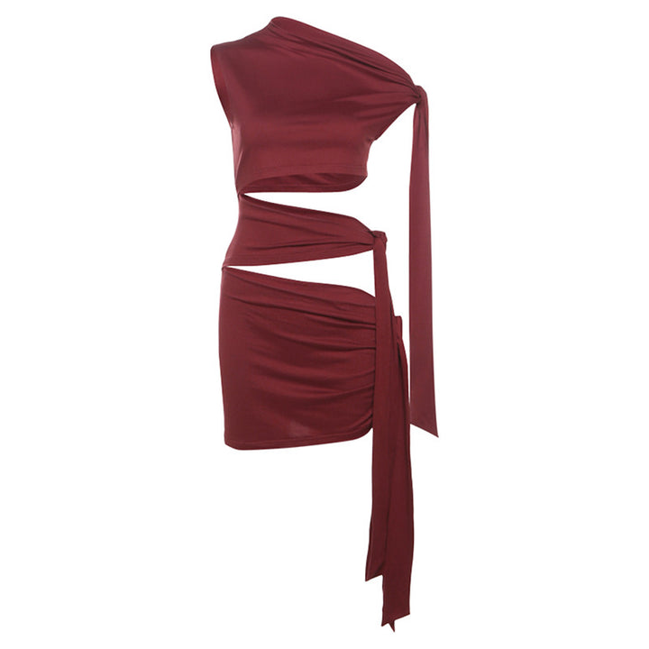 Dame Bandage Kjole med asymmetrisk snit og elegante stropper Stilla