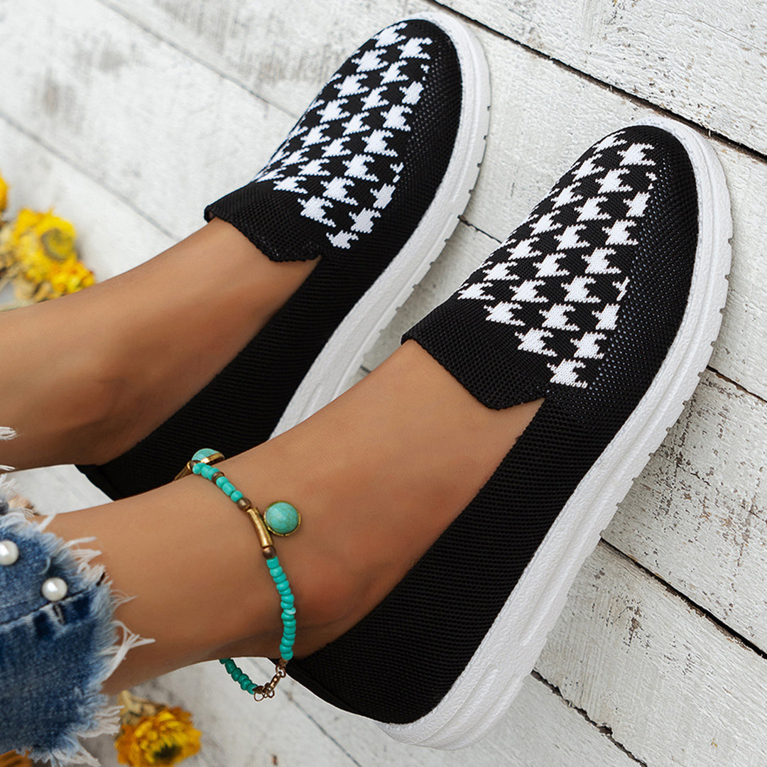 Damer komfortable Slip-On sneakers i moderne houndstooth mønster Stilla
