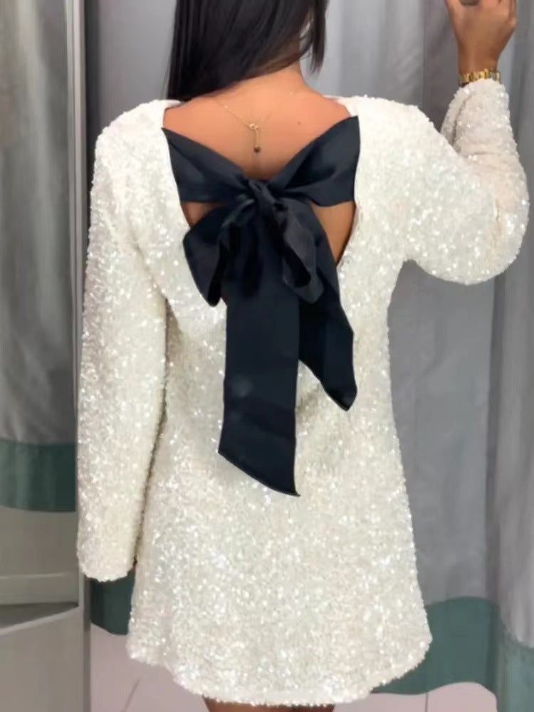 Dame Glitrende Paillet Mini Kjole Stilla