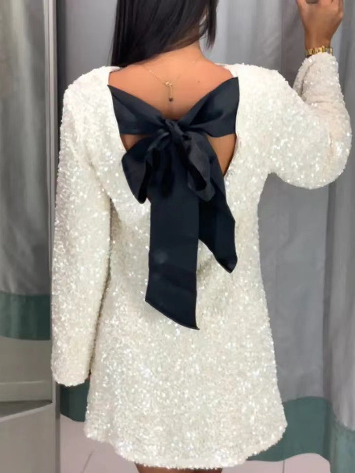 Dame Glitrende Paillet Mini Kjole Stilla