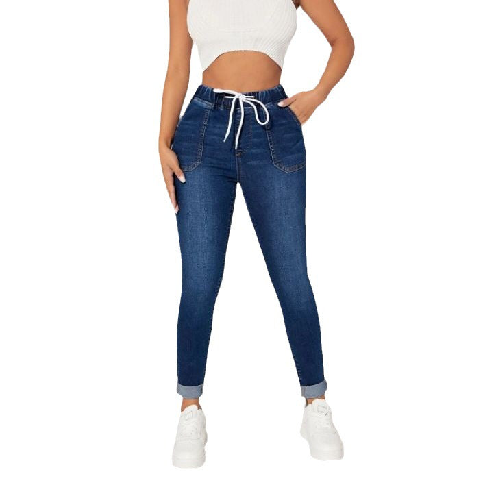 Dame Jeggings med gummibånd og fashionable detaljer Stilla