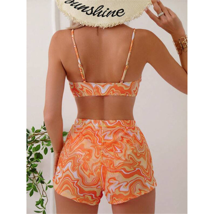 Dame Bikini-sæt med moderigtige gummibånd og trendy bølgemønster Skovae