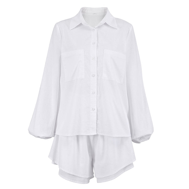 Dame luftig-let sweatshirt- og shorts-sæt med elegante flæser Stilla