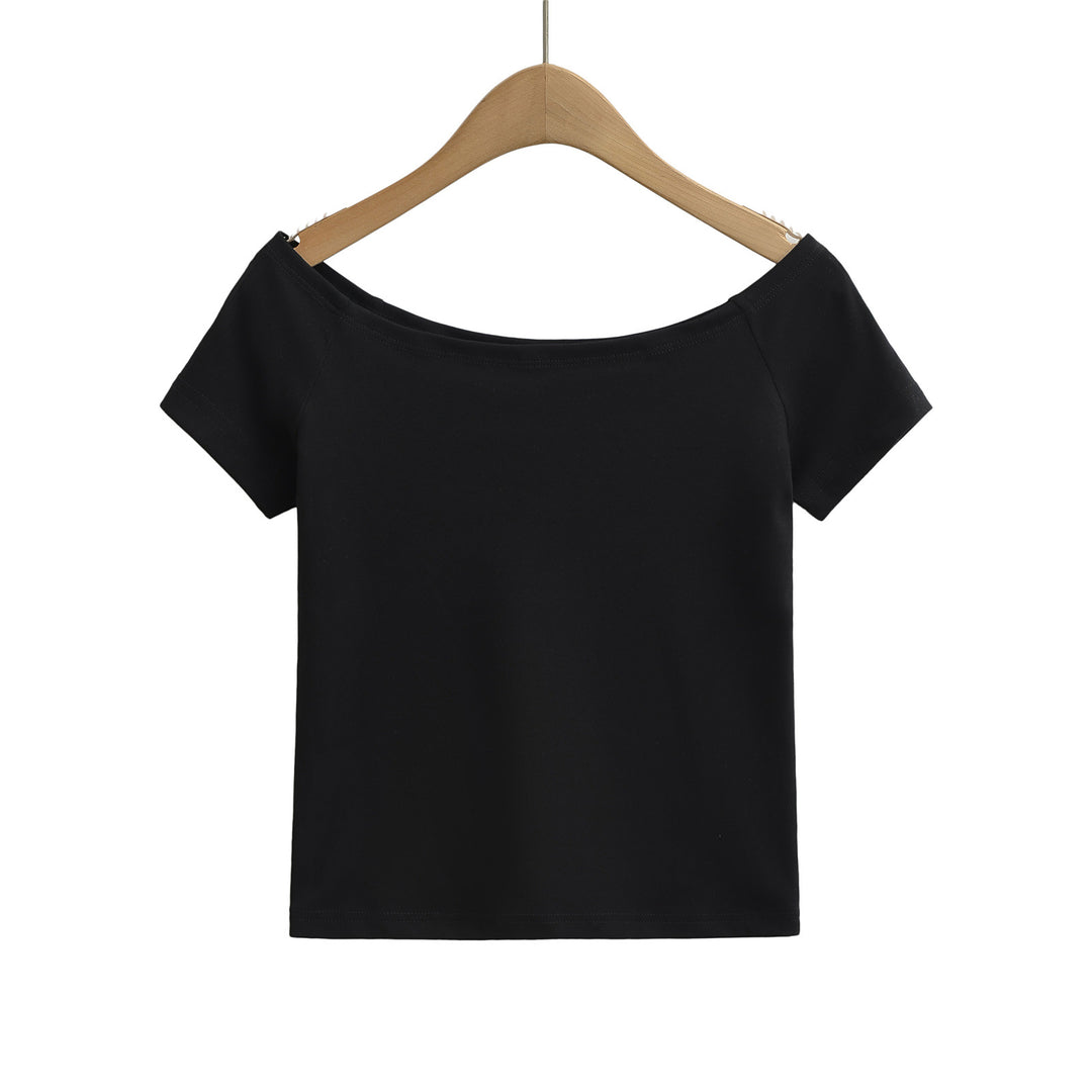 Dame afslappet Off-Shoulder T-shirt lavet af høj kvalitets bomuldsblanding Stilla