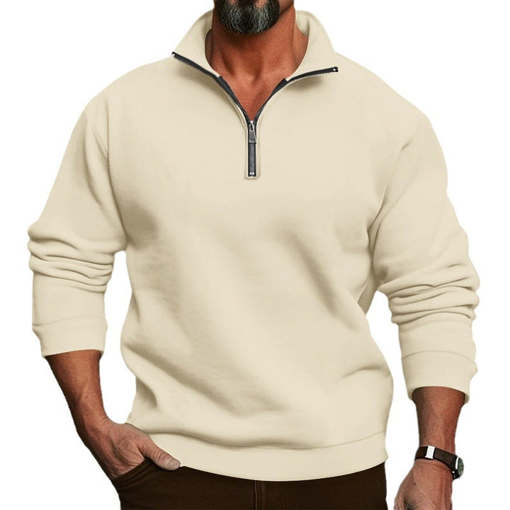 Herren afslappet sweatshirt med lynlås ståkrave og indvendig blødt børstet fleece Skovae