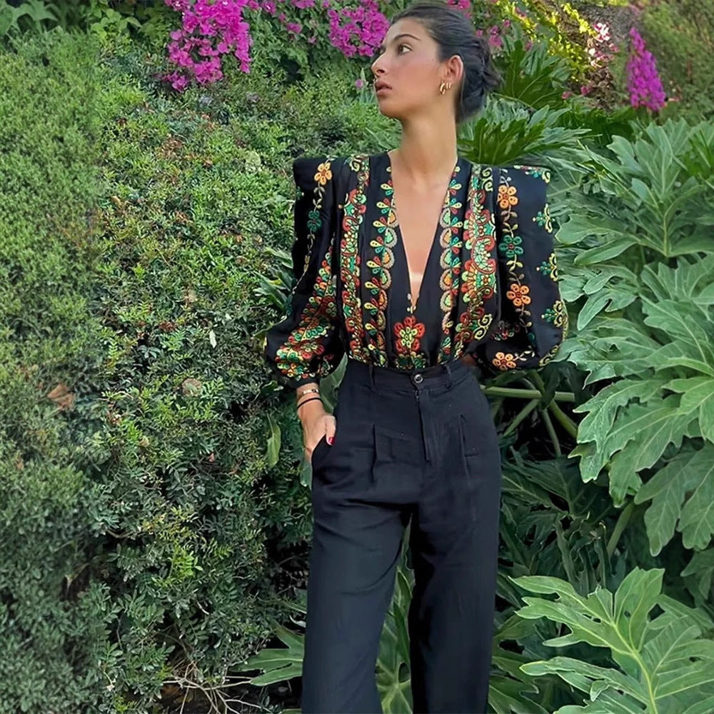 Dame To-delt Outfit med kort top og floral Maxiskørt Skovae