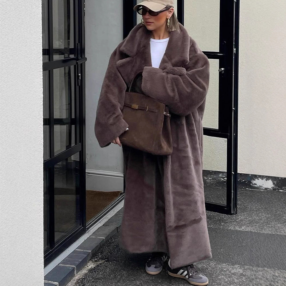 Dame Oversized Künstpelsfrakke Stilla