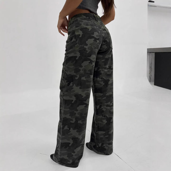 Dame Relaxed Fit Cargobukser med moderigtigt camouflage-mønster Skovae