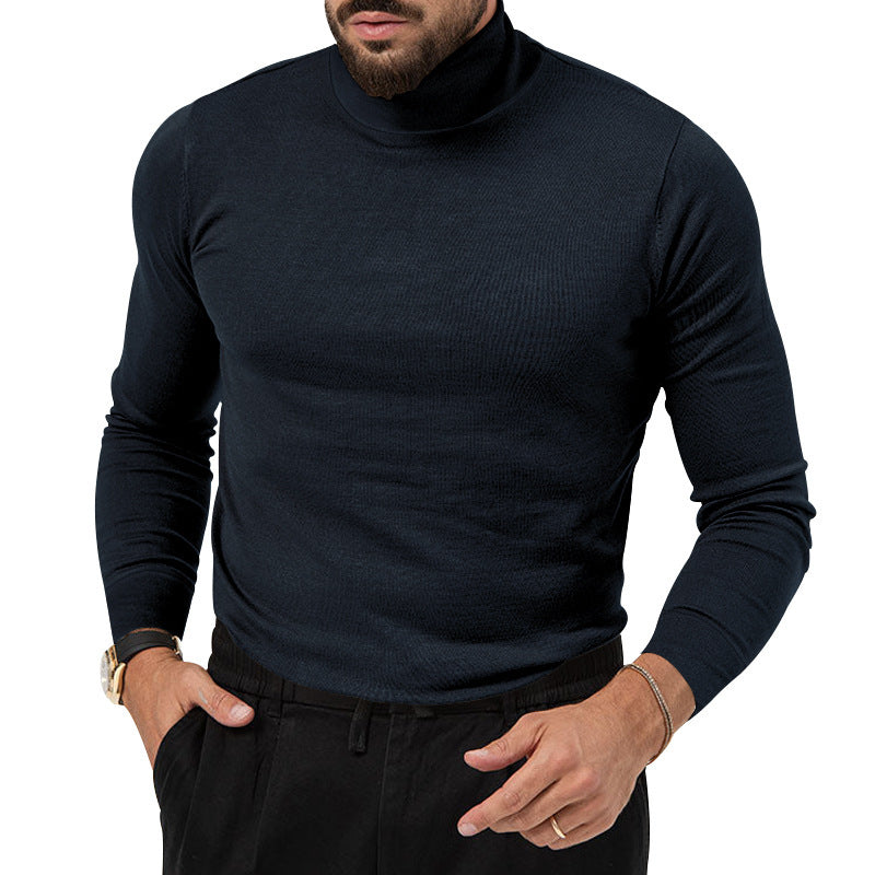 Herrer høj afsluttende strikket sweater med fin tekstur Stilla