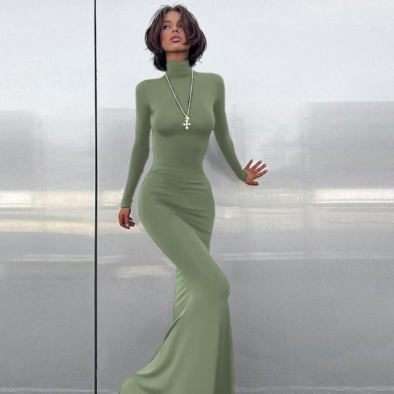 Dame højhalset bodycon maxikjole Stilla