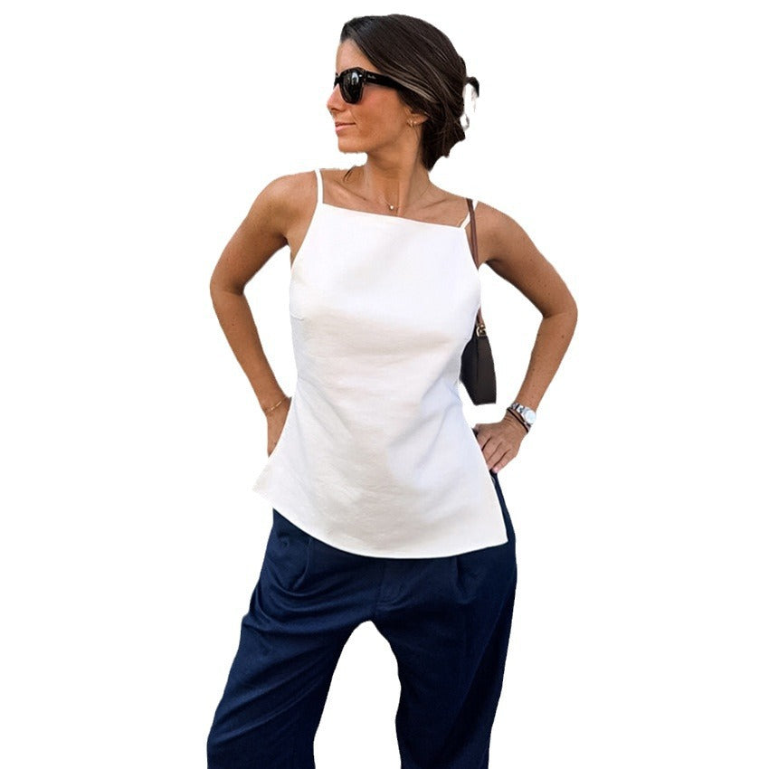 Dame asymmetrisk top med smalle stropper og elegant snit Stilla