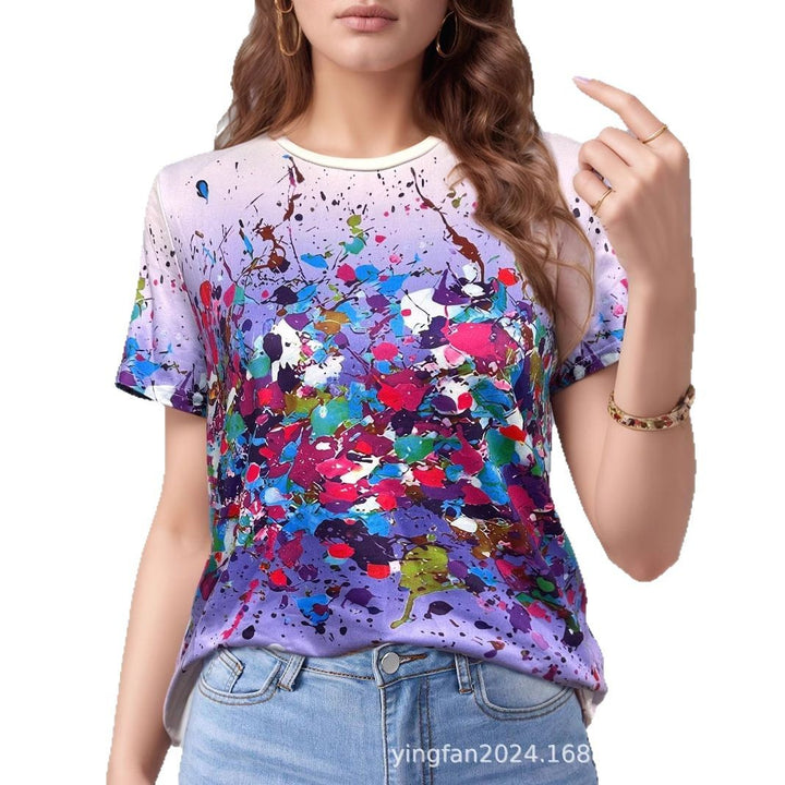 Damer Kunstnerisk Splash-tryk T-shirt Stilla