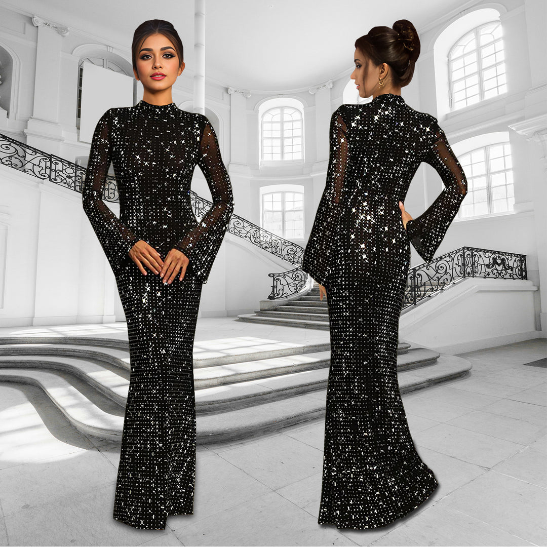 Dame Glamourøst Aftenkjole med glitrende Rhinestone-applikationer Stilla