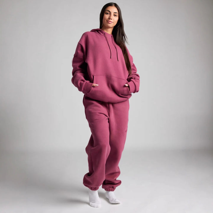 Kvinders hyggelige hoodie med integreret sovemaske Skovae