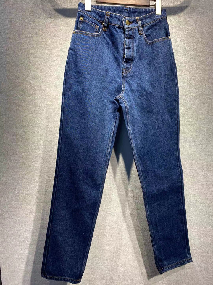 Dame Høj Talje Jeans med Knap- og Lynlås Stilla