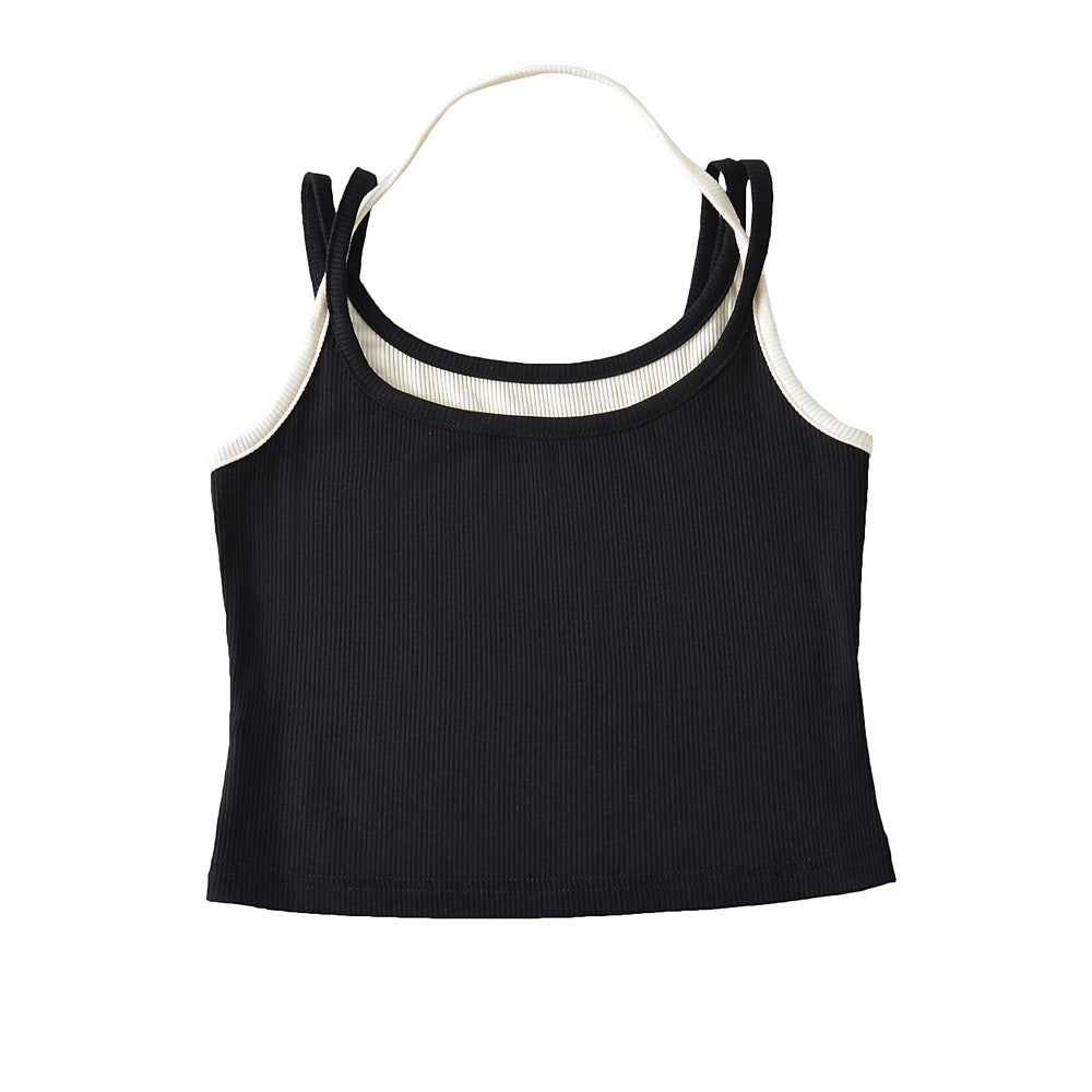 Damer sporty cropped top med raffinerede stropdesigns og elastisk stof Stilla