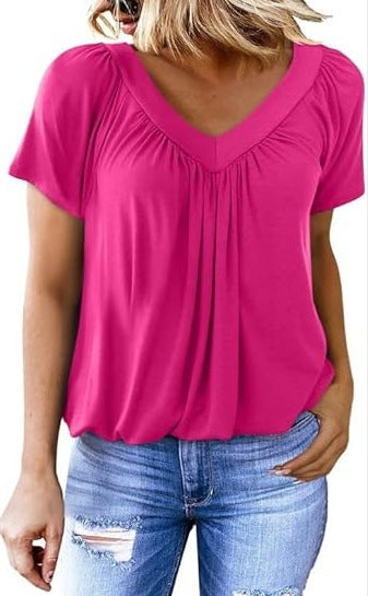 Dame Relaxed Fit V-Hals Bluse Stilla