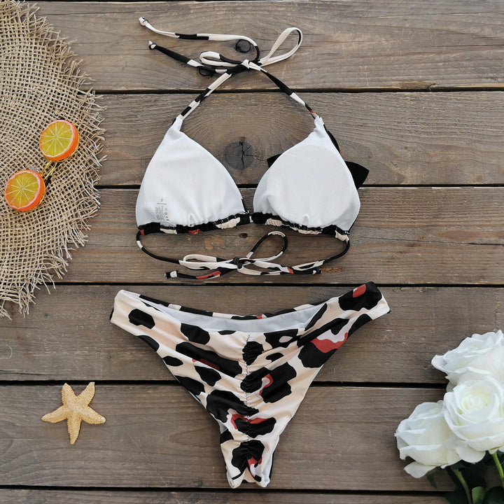 Dame Bikini-sæt med blomstret detalje og raffineret dyreprint Stilla