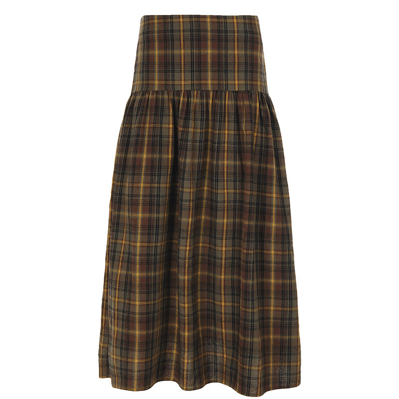 Dame Maxi skirt with checked pattern and elastic waistband Skovae