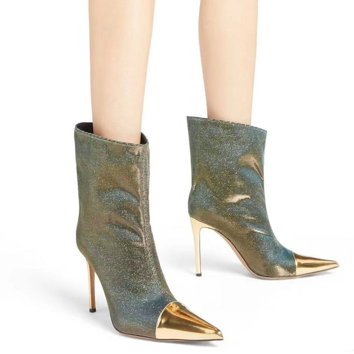 Femme Metallic Spids-Toe Støvletter Stilla