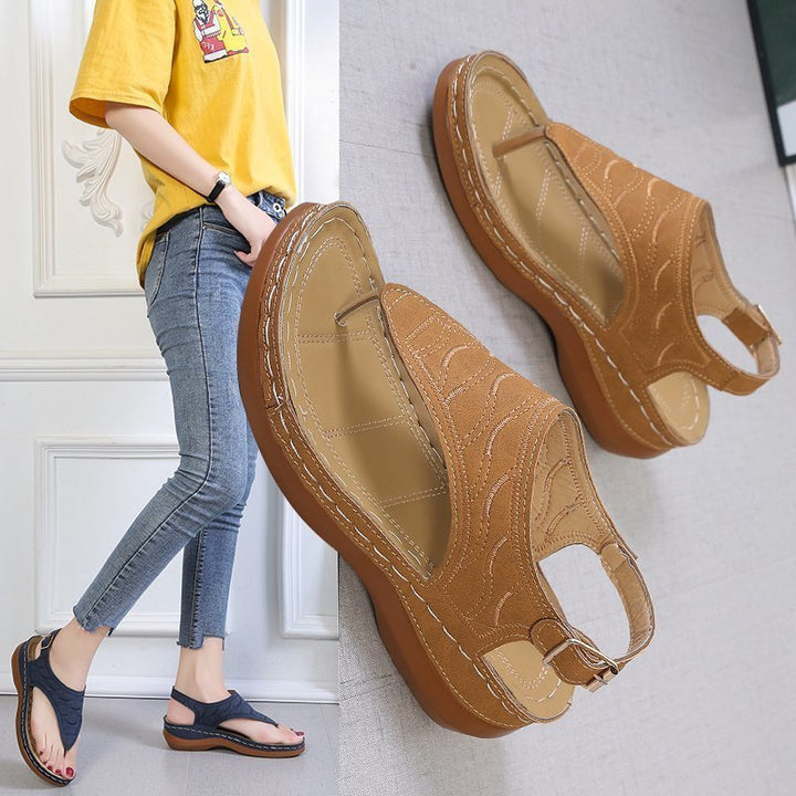 Dame Komfortable Tåsplit Sandaler med ergonomisk Sål Stilla