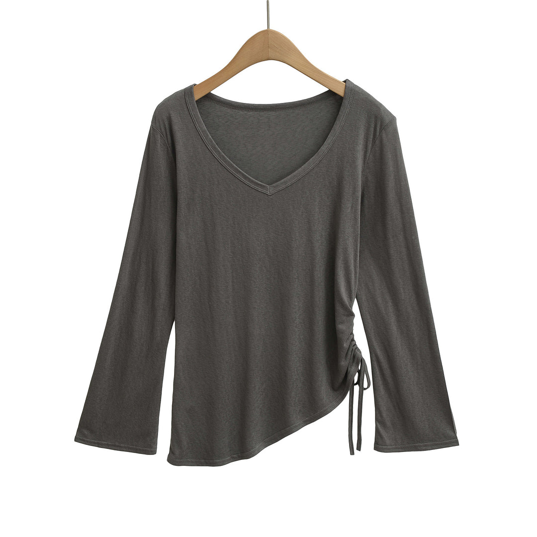 Dame asymmetrisk longsleeve-overdel med raffineret knude-design Stilla