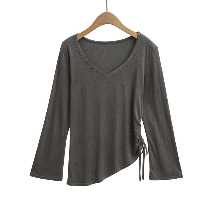 Dame asymmetrisk longsleeve-overdel med raffineret knude-design Stilla