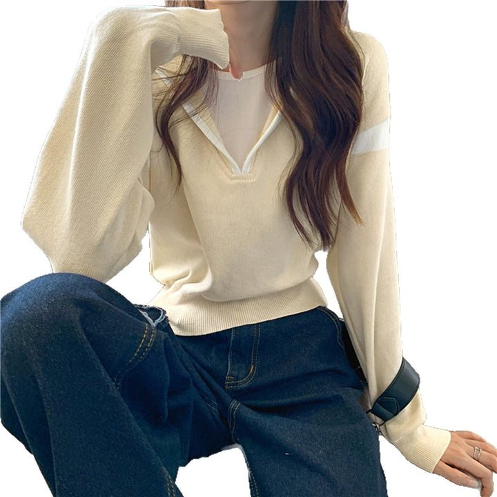 Kvinders afslappede sweater med V-hals og oversize pasform Stilla