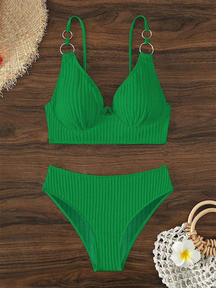Dame triangel-bikini med smart ringdetalje Skovae