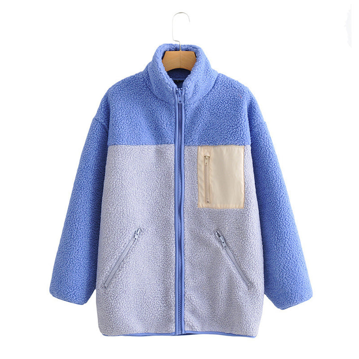 Kvinders Fluffy Fleece Jakke med Høj Krave og Lynlås Stilla