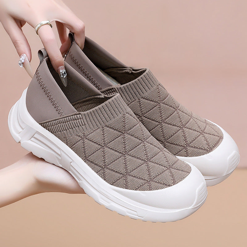 Dame Slip-On Fritidssko med elastisk strikdesign og støddæmpende sål Stilla