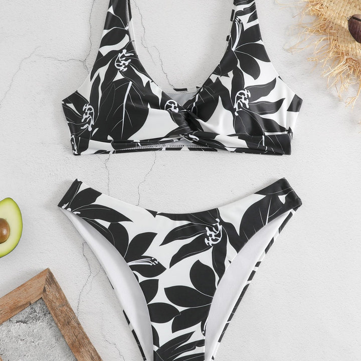 Dame Bikini-sæt med blomsterprint og sportlig skæring Skovae