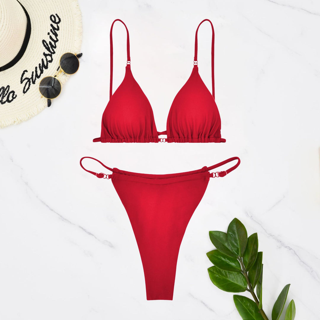 Dame Triangel-Bikini-Sæt med raffinerede ringe og justerbare stropper Stilla